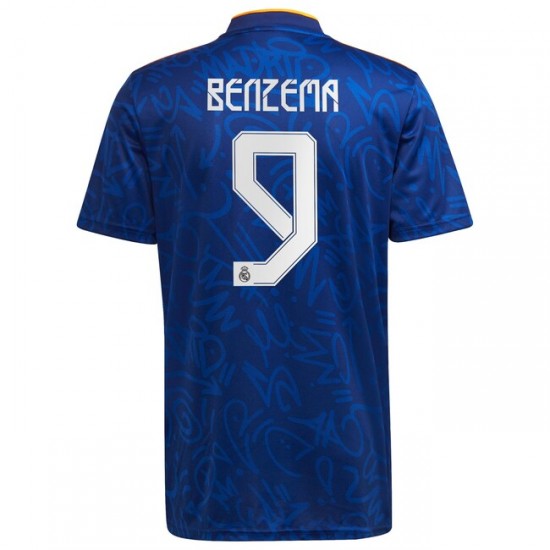 Camisola Real Madrid Karim Benzema 9 Equipamento Segundo 2021-2022 Manga Curta
